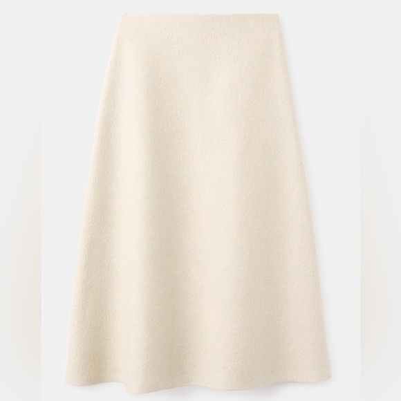 MANGO Beige A-Line Wool Skirt Sz M NWT Midi Long Ecru Off-white Ivory - Picture 5 of 6